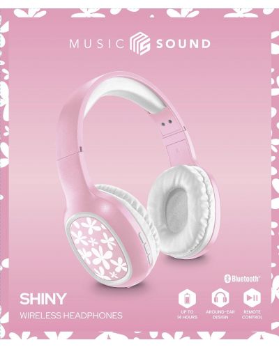 Безжични слушалки Cellularline - MS Basic Shiny Flowers, розови - 3